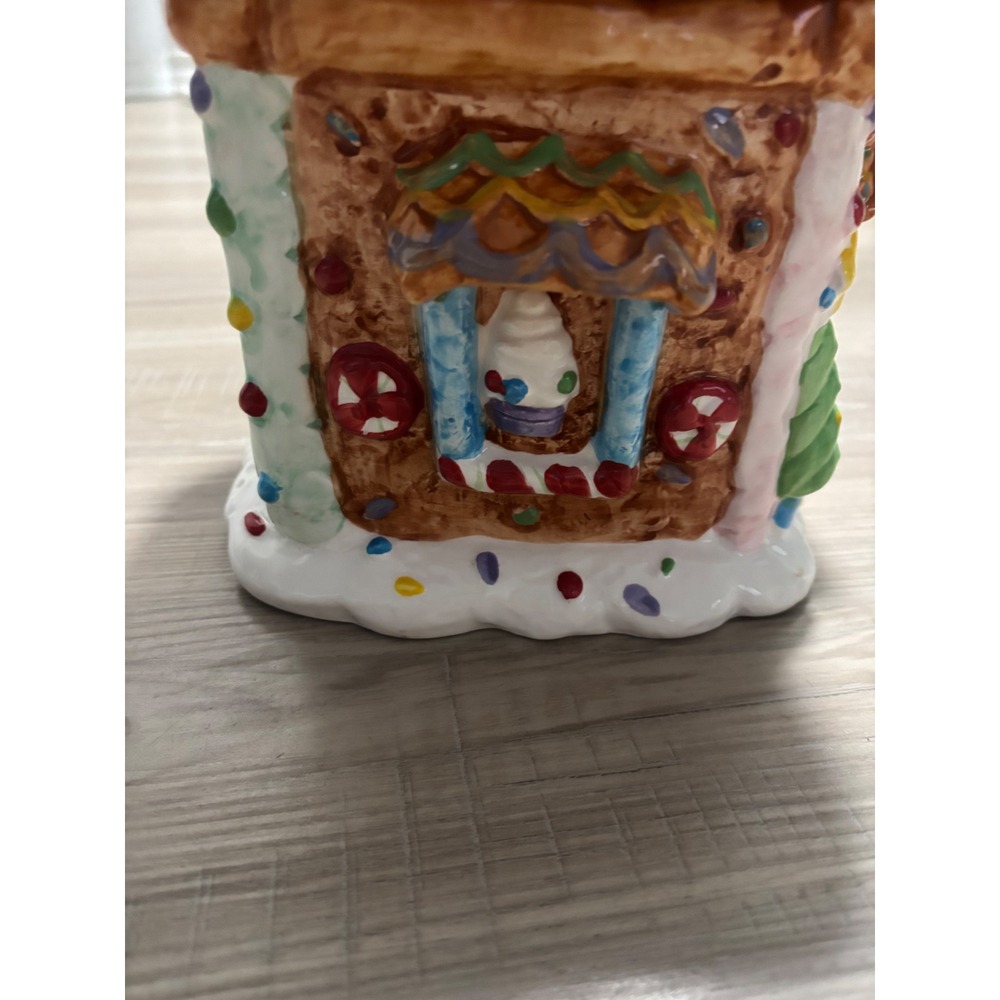 Vintage Christmas Gingerbread House Ceramic Cookie Jar Holiday Decor Multicolor - Picture 5 of 12